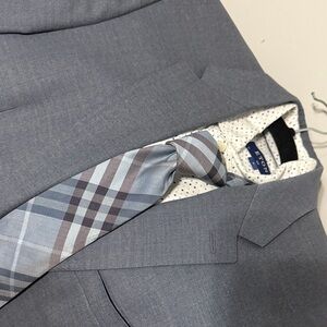 Burberry Blue and Gray Plaid Tie